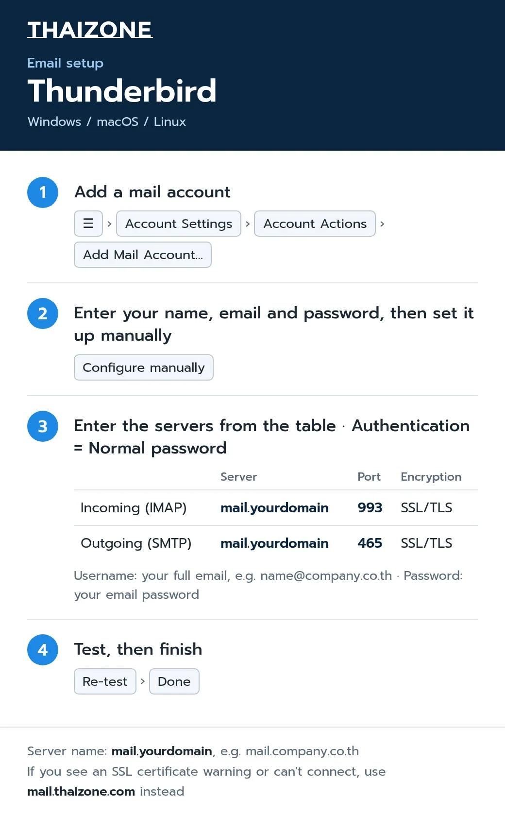 How to set up ThaiZone email in Thunderbird